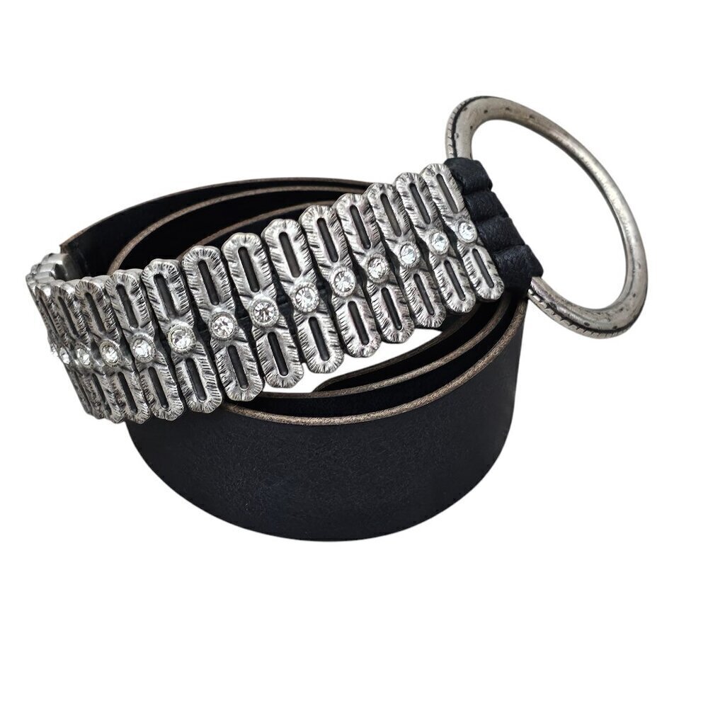 Antoniazzi Firenze Genuine Italian Leather Black Studded Belt NEW
